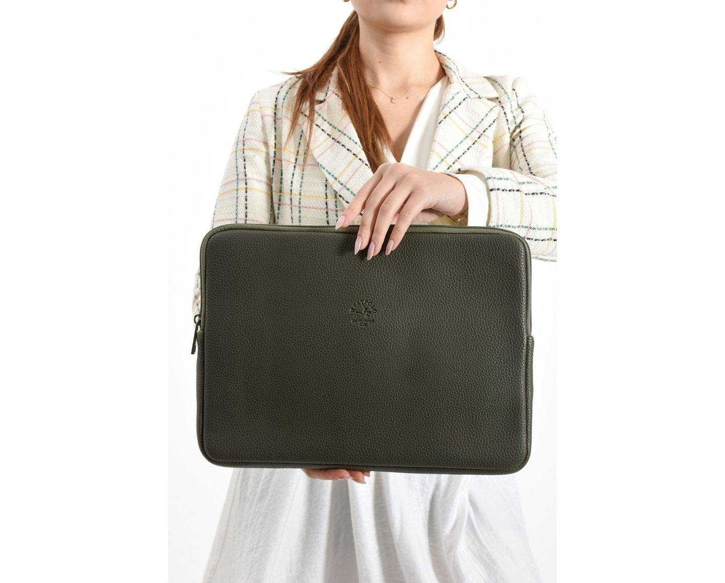 NL6077-HAKİWestpolo Vegan Deri Unisex Macbook Çantası - Haki