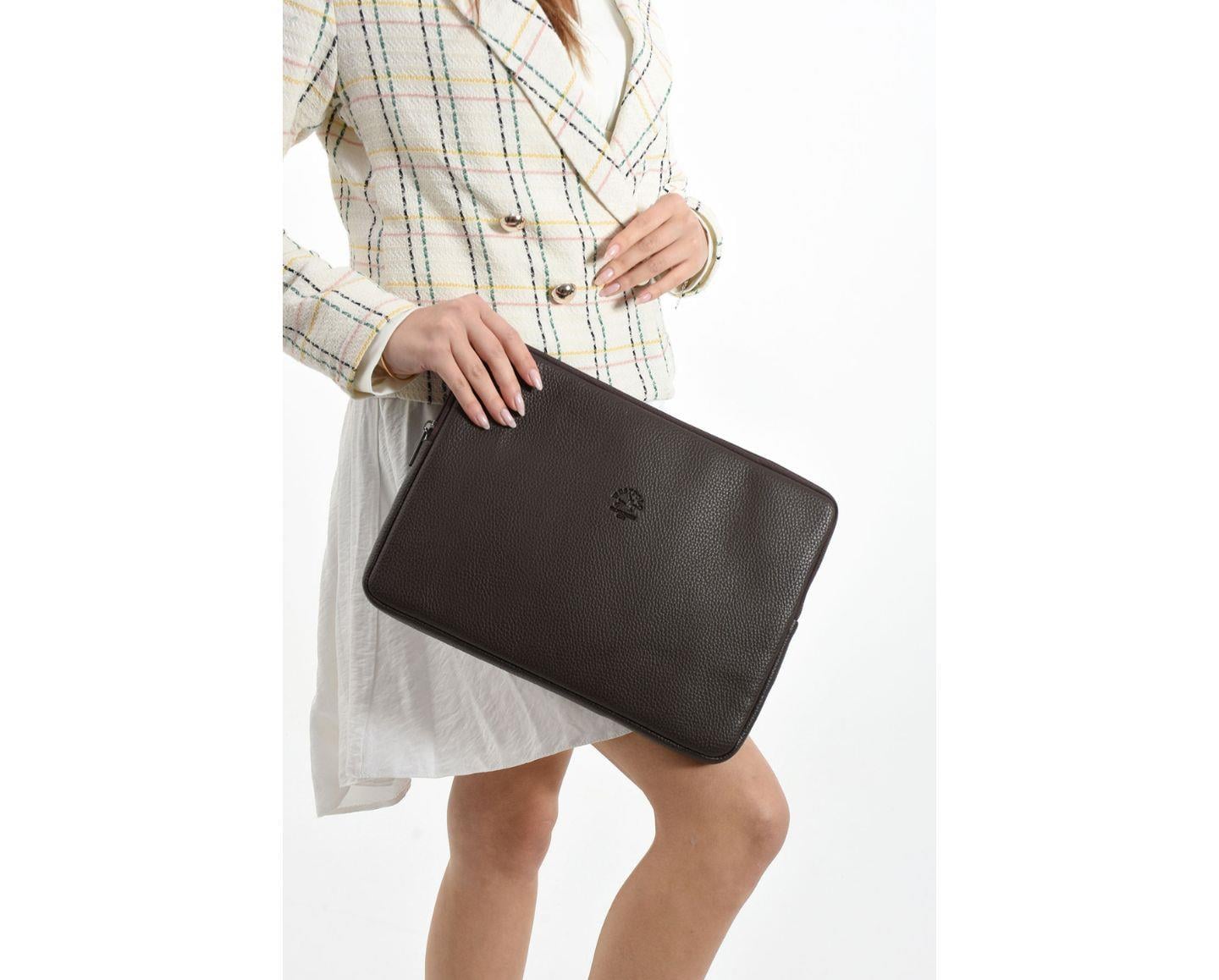 NL6077-KAHVERENGİWestpolo Vegan Deri Unisex Macbook Çantası - Kahverengi