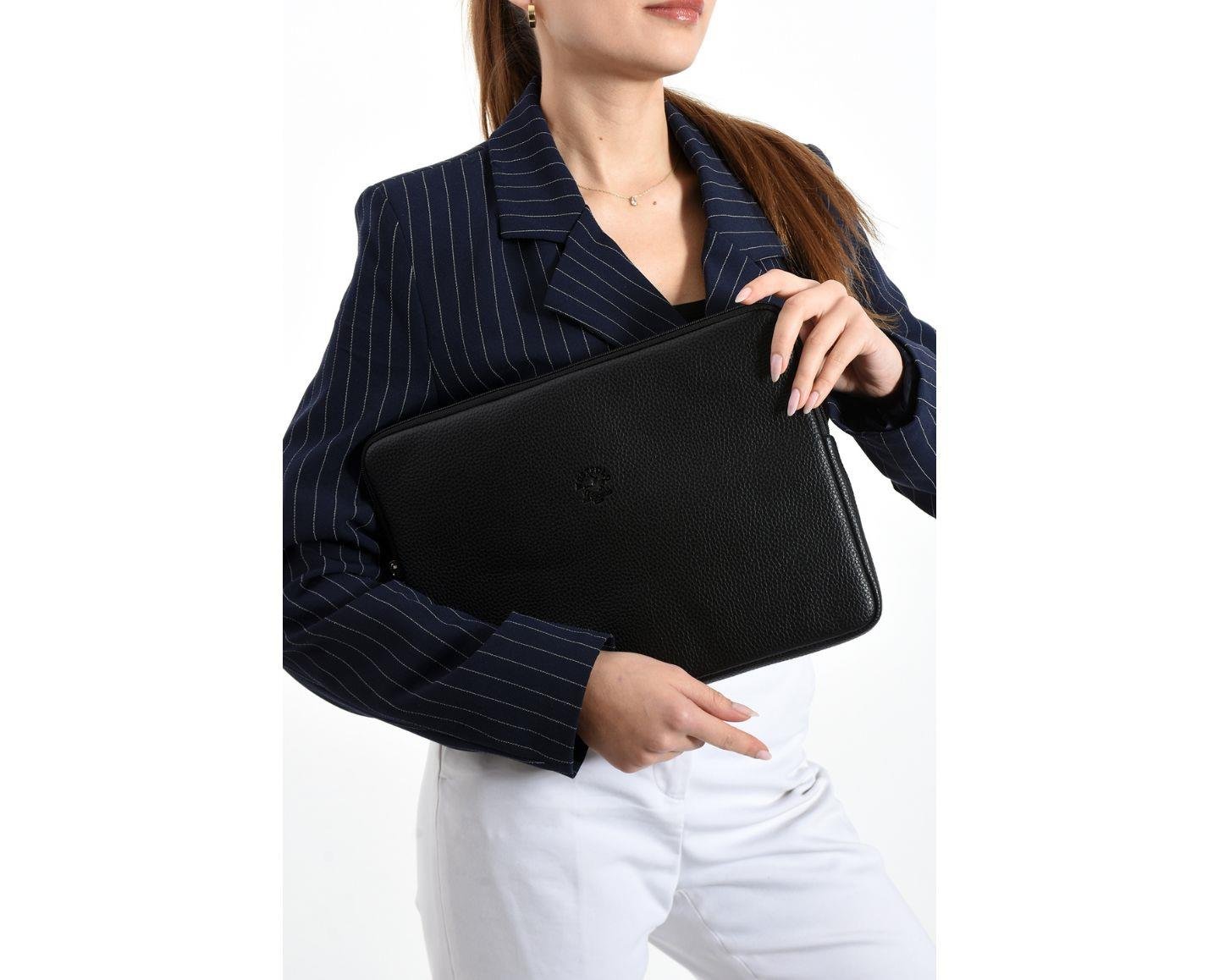 NL6077-SİYAHWestpolo Vegan Deri Unisex Macbook Çantası - Siyah