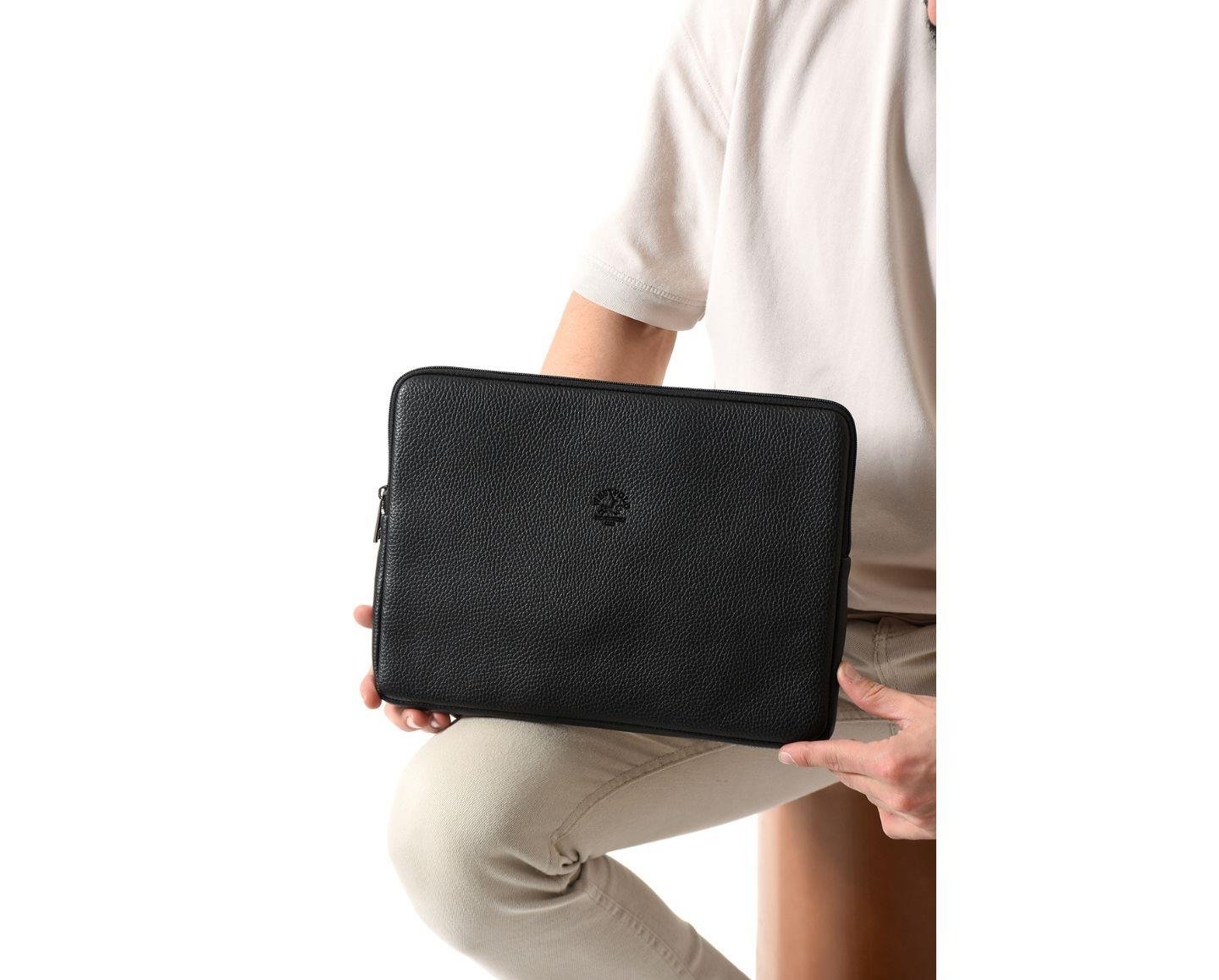 NL6077-SİYAHWestpolo Vegan Deri Unisex Macbook Çantası - Siyah
