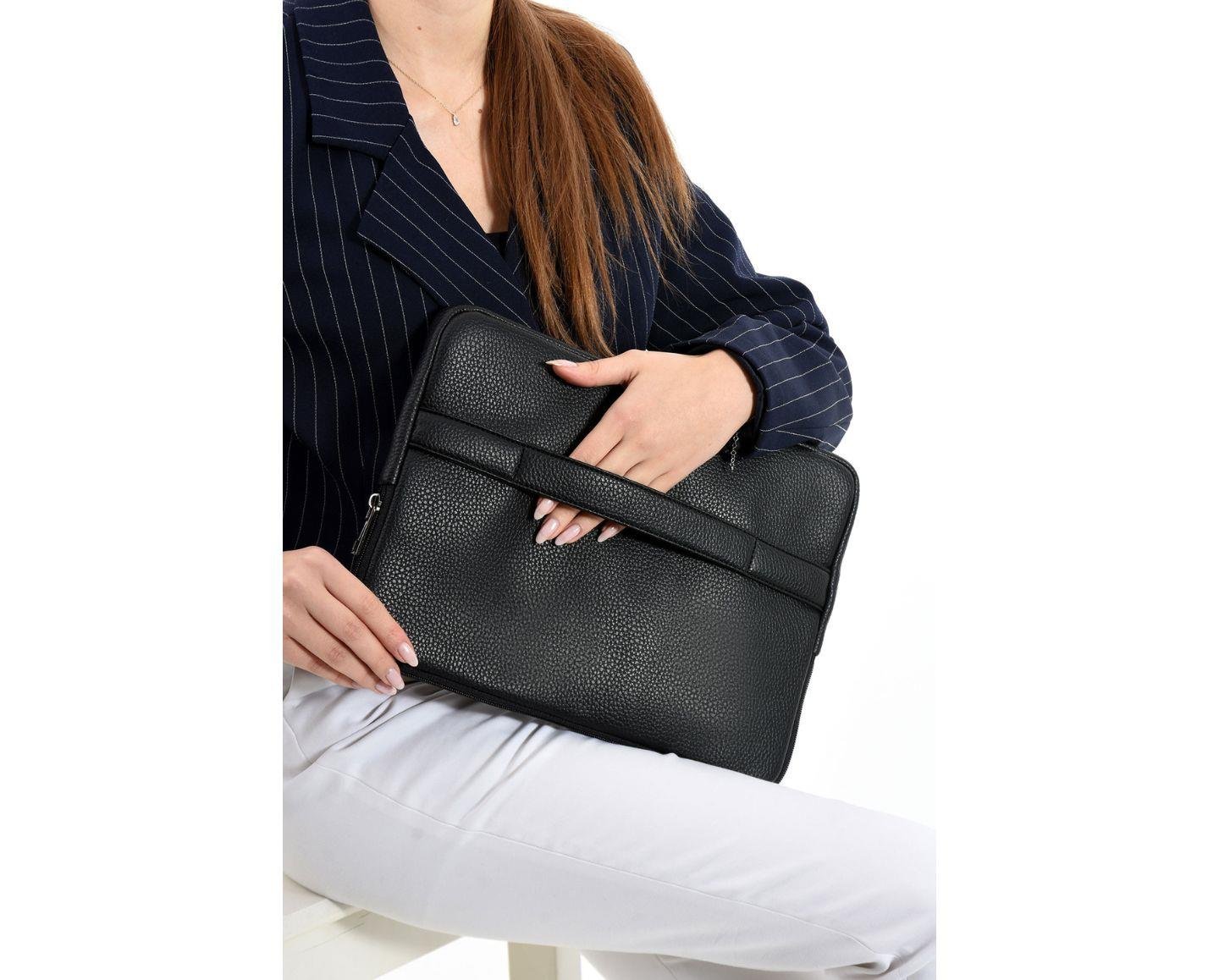 NL6077-SİYAHWestpolo Vegan Deri Unisex Macbook Çantası - Siyah