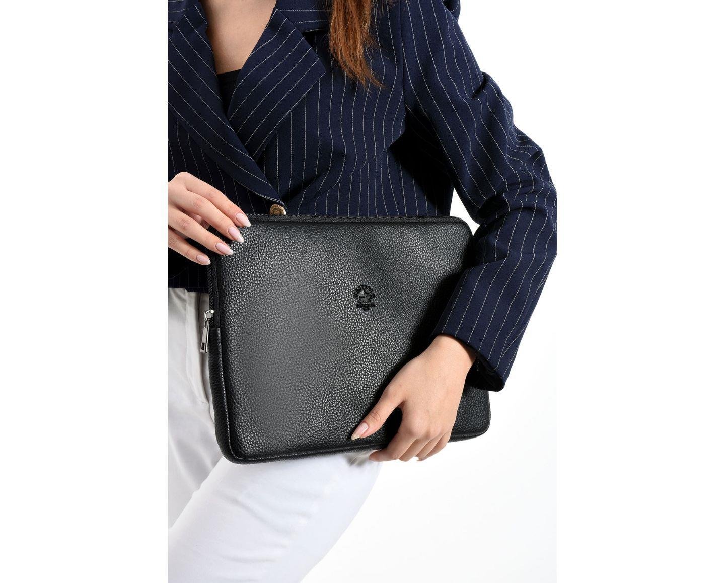 NL6077-SİYAHWestpolo Vegan Deri Unisex Macbook Çantası - Siyah
