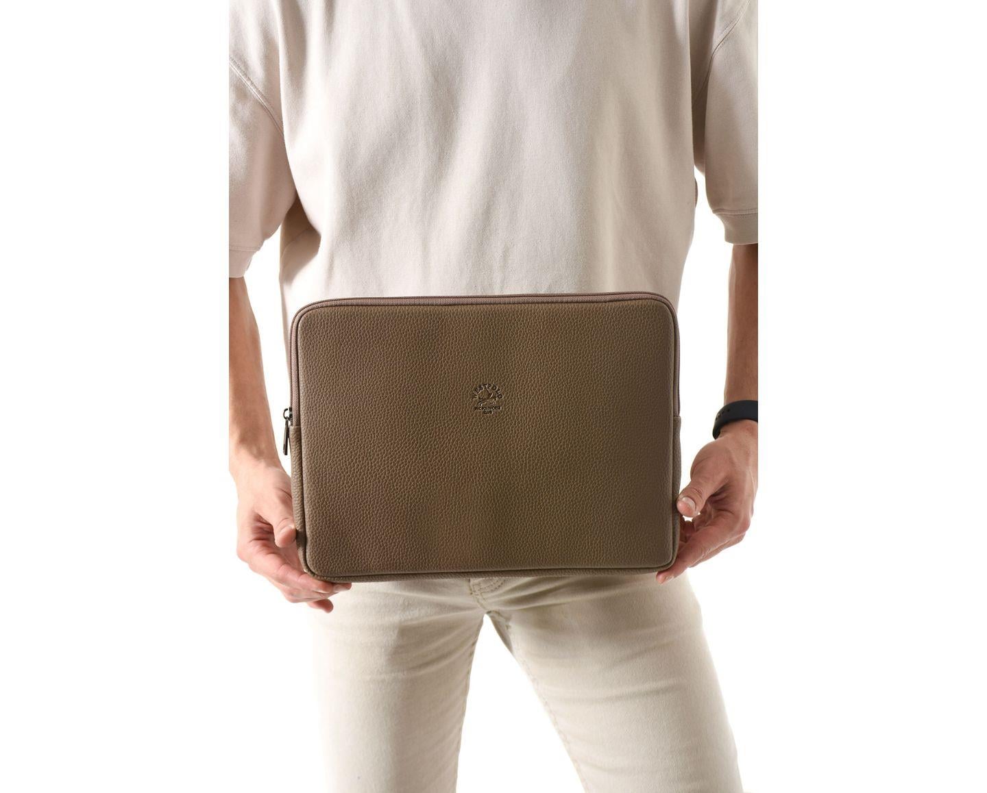 NL6077-VİZONWestpolo Vegan Deri Unisex Macbook Çantası - Vizon