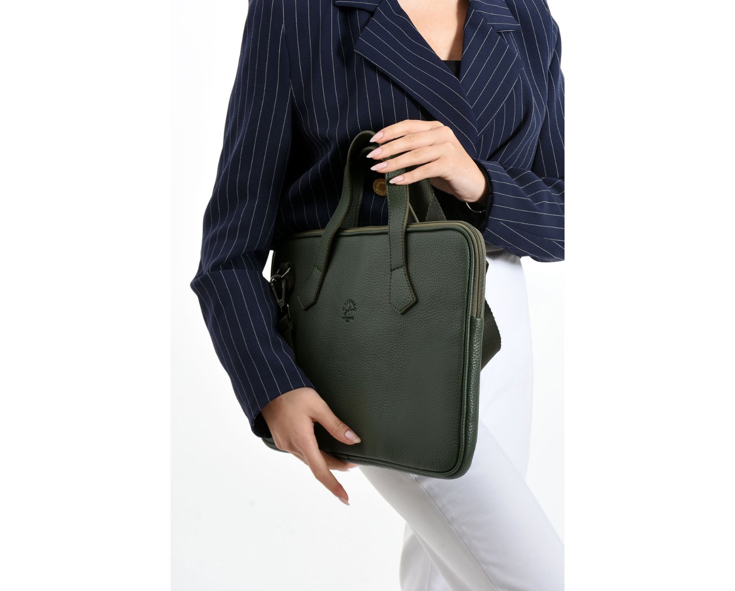 NL6078-HAKİWestpolo Vegan Deri Slim Model El ve Omuz Askılı Laptop Çantası - Haki