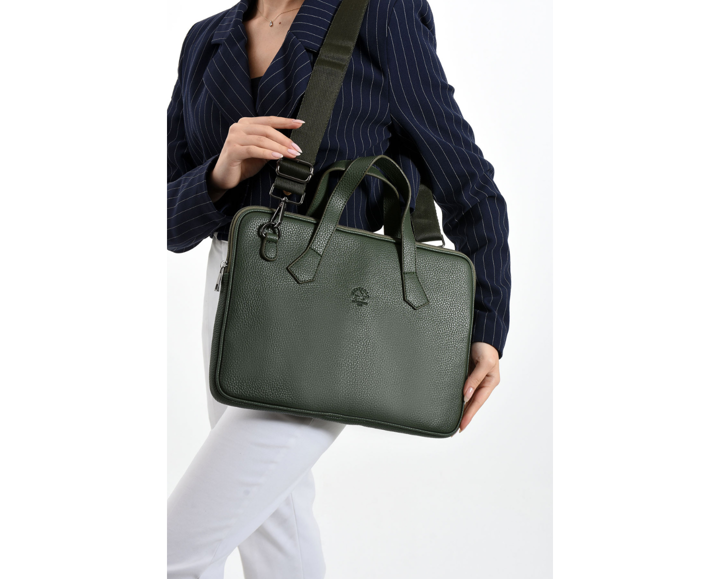 NL6078-HAKİWestpolo Vegan Deri Slim Model El ve Omuz Askılı Laptop Çantası - Haki