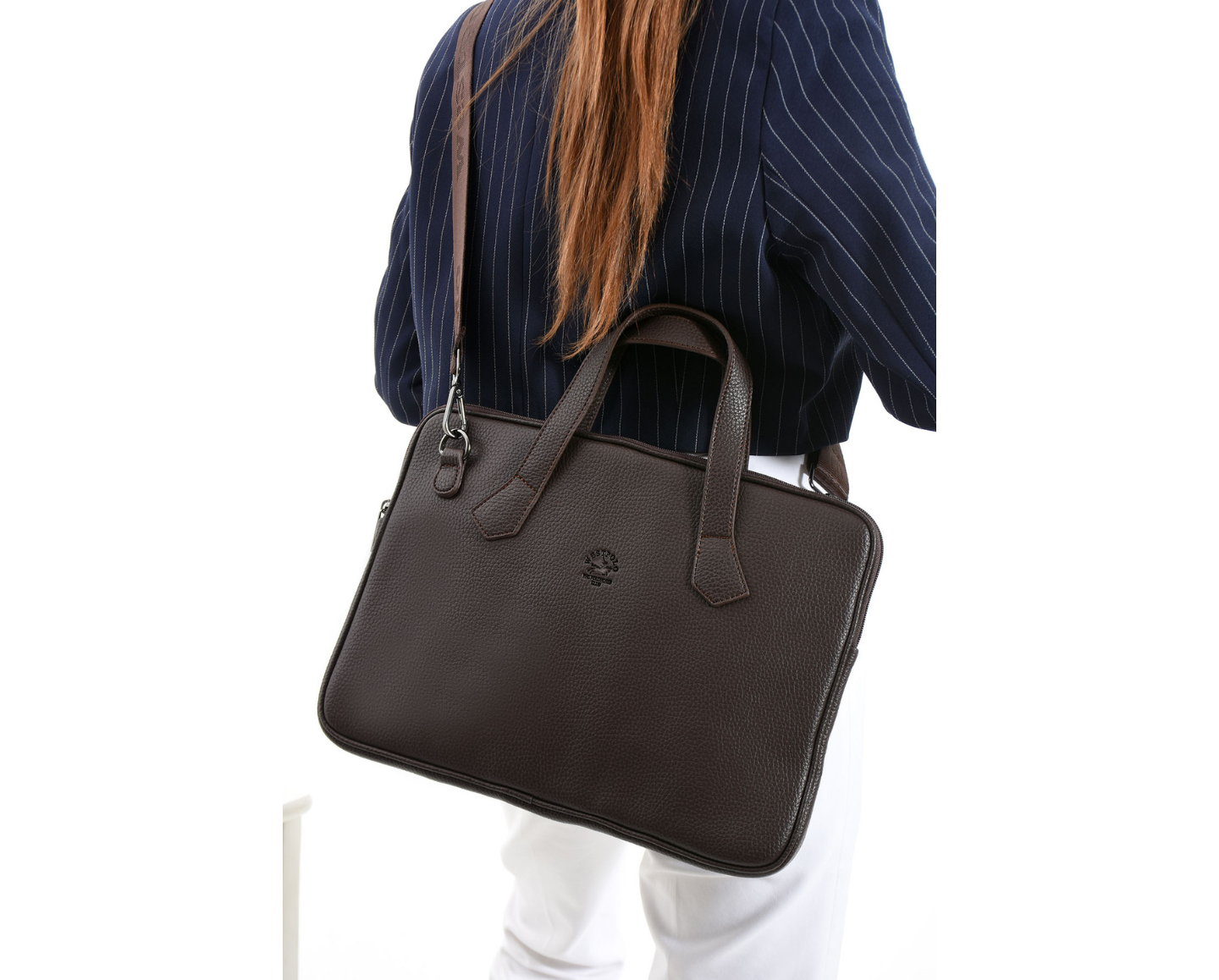 NL6078-KAHVERENGİWestpolo Vegan Deri Slim Model El ve Omuz Askılı Laptop Çantası - Kahverengi