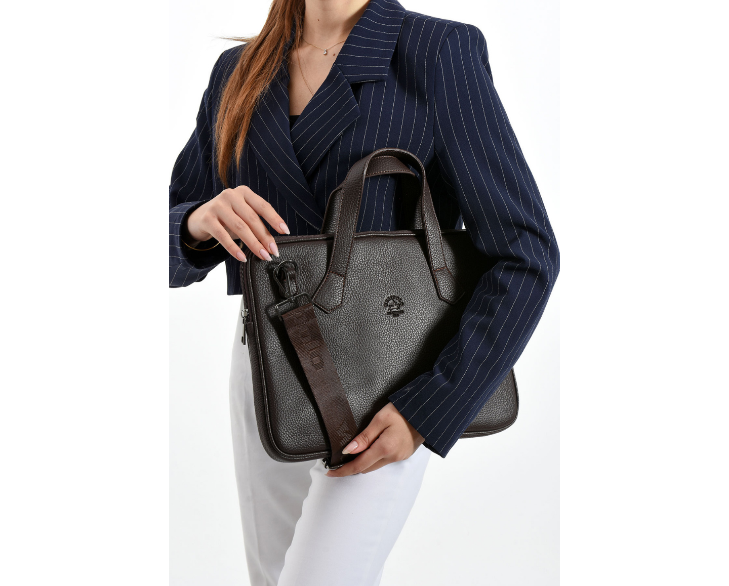 NL6078-KAHVERENGİWestpolo Vegan Deri Slim Model El ve Omuz Askılı Laptop Çantası - Kahverengi