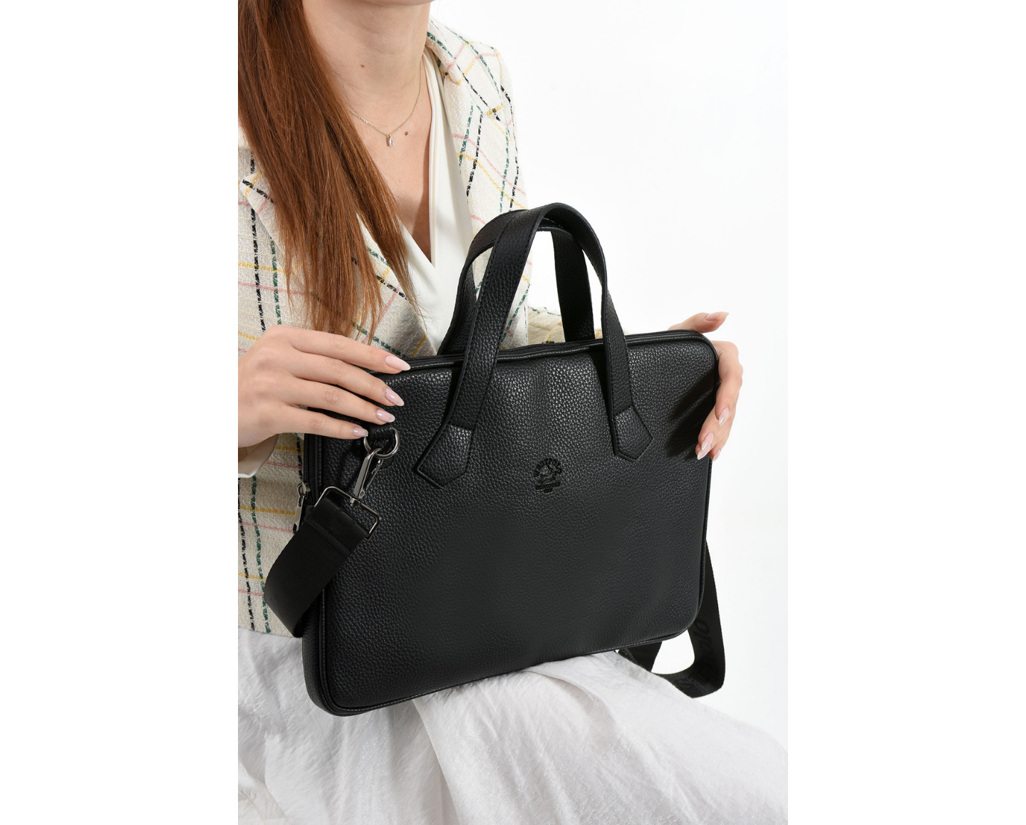 NL6078-SİYAHWestpolo Vegan Deri Slim Model El ve Omuz Askılı Laptop Çantası - Siyah