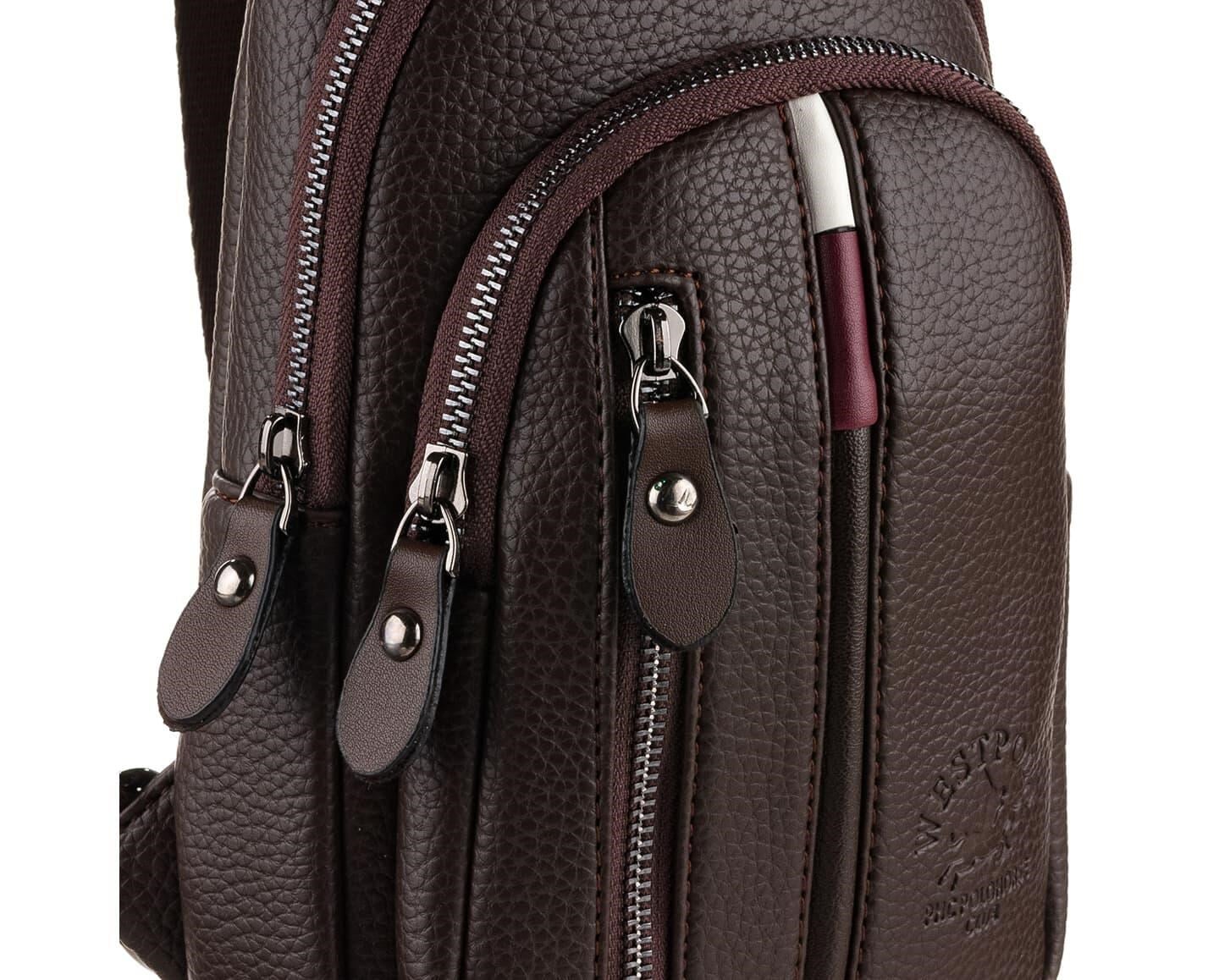 NL7006-KAHVERENGİWestpolo Unisex Deri Çapraz Göğüs ve Omuz Çantası Body Bag
 - Kahverengi