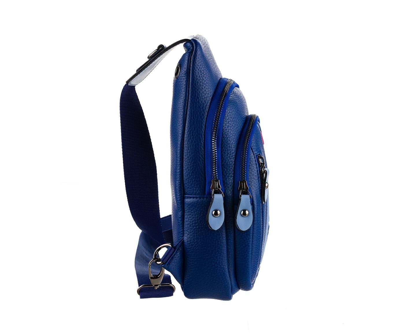 NL7006-MAVİWestpolo Unisex Deri Çapraz Göğüs ve Omuz Çantası Body Bag
 - Mavi