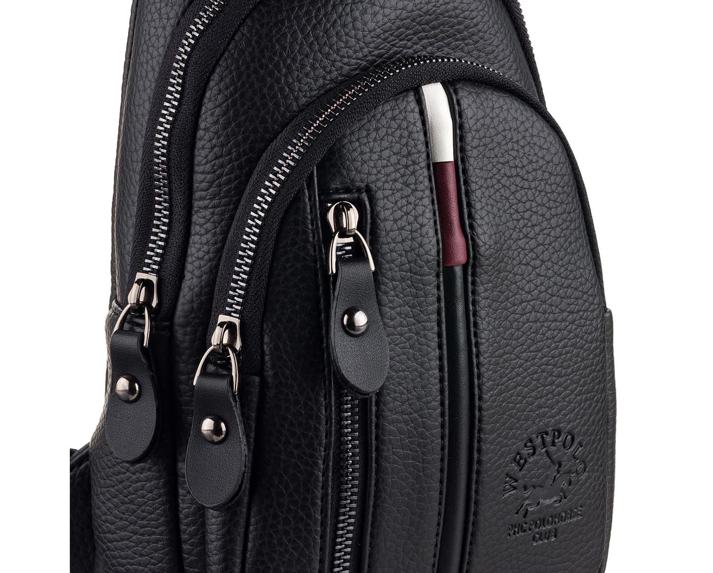 NL7006-SİYAHWestpolo Unisex Deri Çapraz Göğüs ve Omuz Çantası Body Bag - Siyah