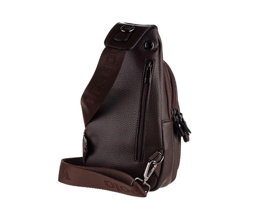 NL7014-KAHVERENGİWestpolo Tek Omuz Askılı, Fermuarlı Çok Bölmeli Erkek Sırt ve Göğüs Çantası Body Bag - Kahverengi