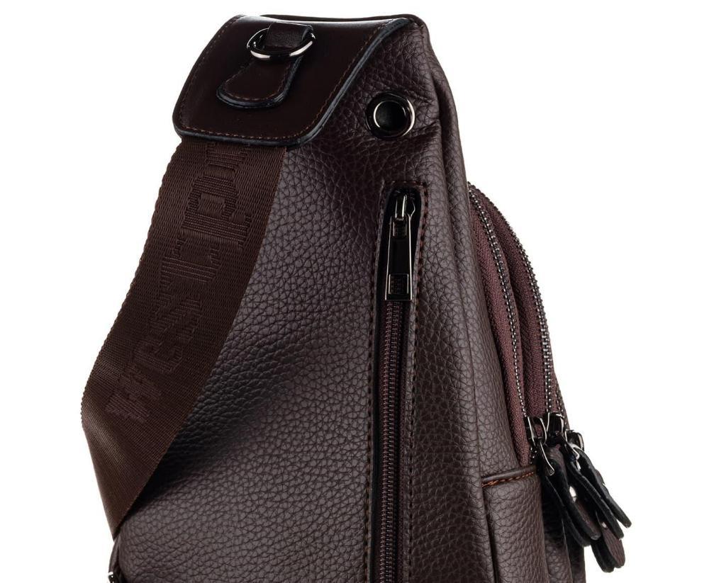 NL7014-KAHVERENGİWestpolo Tek Omuz Askılı, Fermuarlı Çok Bölmeli Erkek Sırt ve Göğüs Çantası Body Bag - Kahverengi