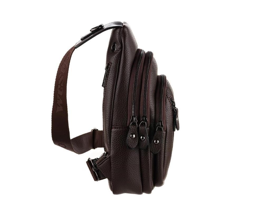 NL7014-KAHVERENGİWestpolo Tek Omuz Askılı, Fermuarlı Çok Bölmeli Erkek Sırt ve Göğüs Çantası Body Bag - Kahverengi