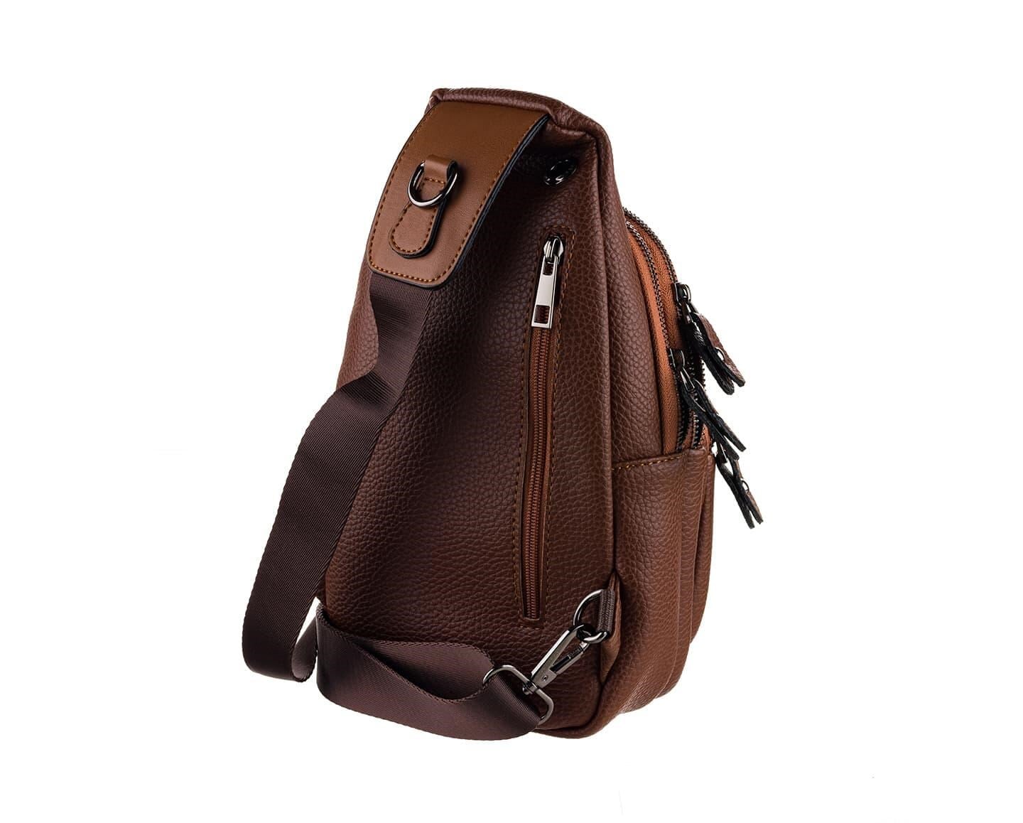 NL7014-TABAWestpolo Tek Omuz Askılı, Fermuarlı Çok Bölmeli Erkek Sırt ve Göğüs Çantası Body Bag - Taba