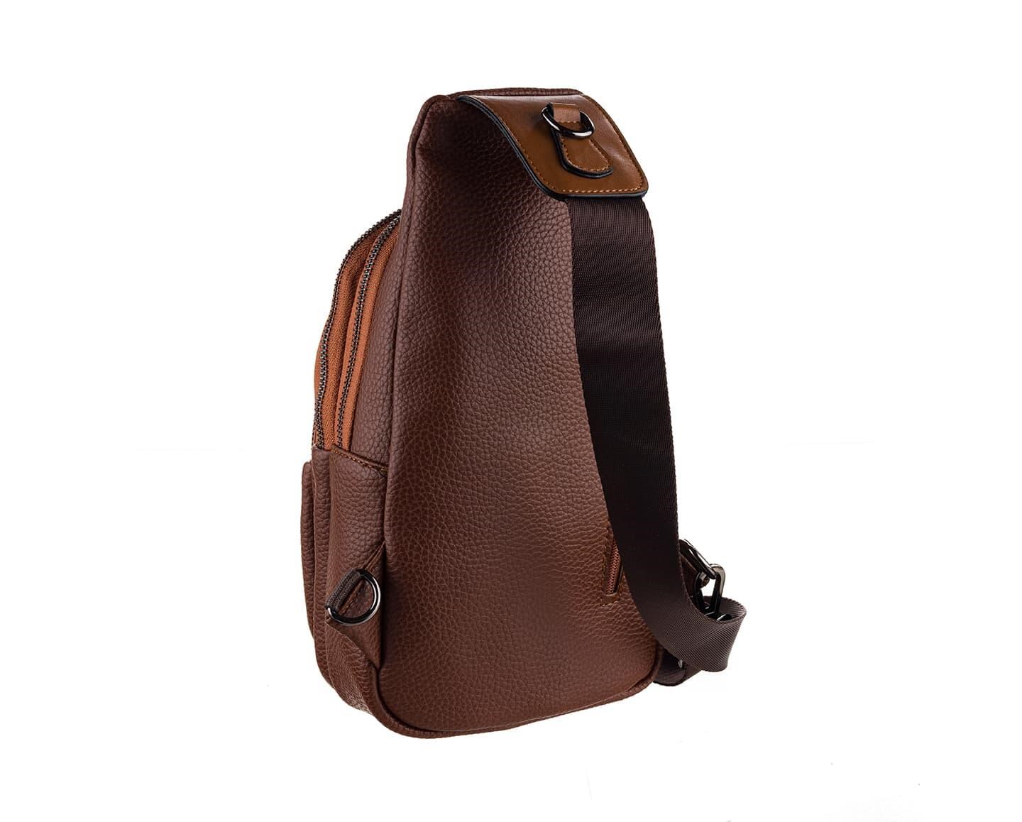 NL7014-TABAWestpolo Tek Omuz Askılı, Fermuarlı Çok Bölmeli Erkek Sırt ve Göğüs Çantası Body Bag - Taba