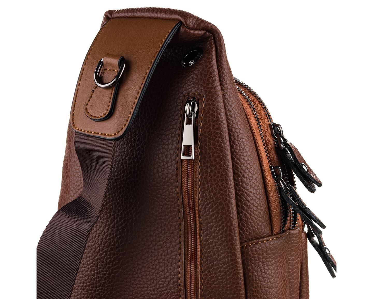 NL7014-TABAWestpolo Tek Omuz Askılı, Fermuarlı Çok Bölmeli Erkek Sırt ve Göğüs Çantası Body Bag - Taba