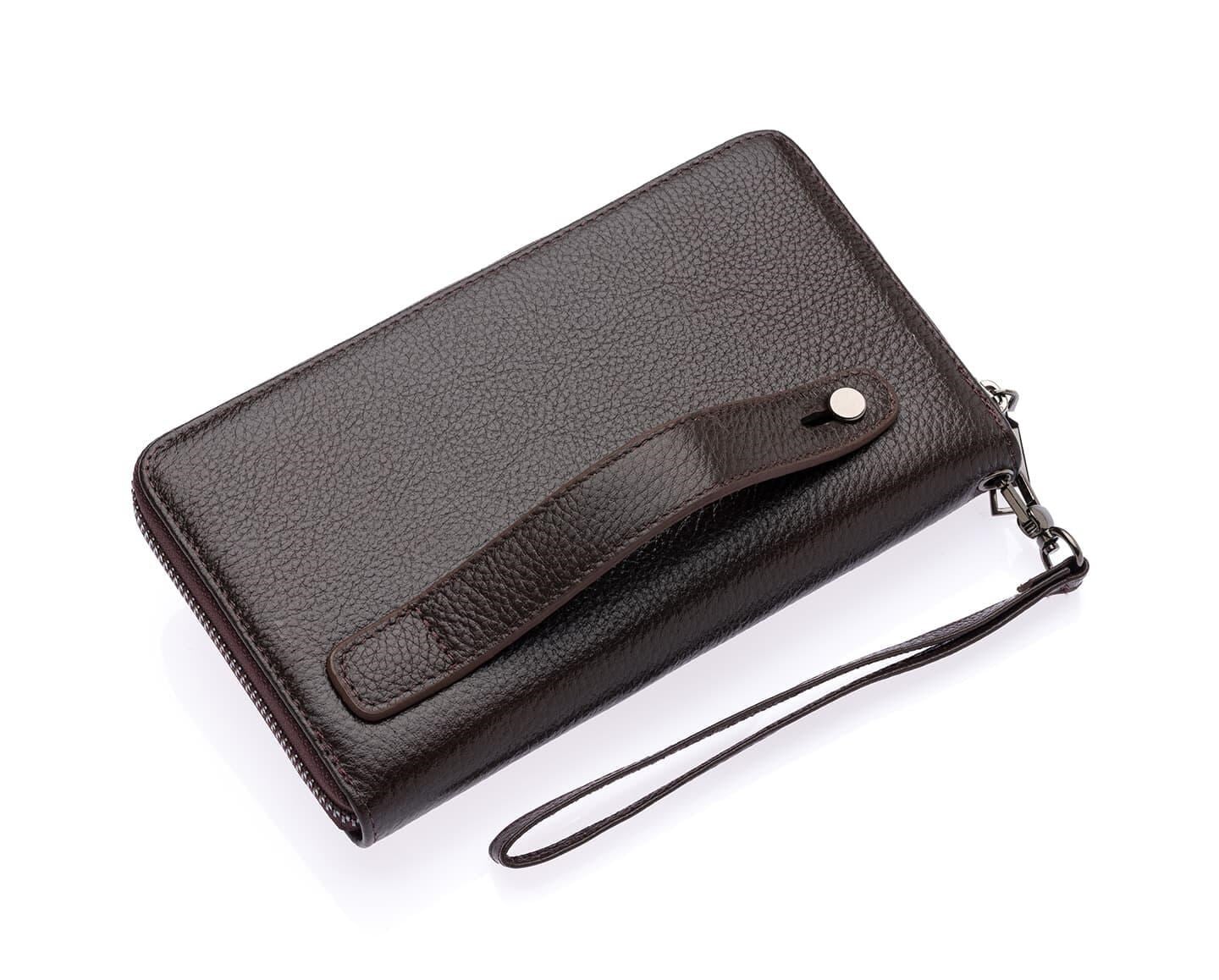 NL7080-KAHVERENGİWestpolo Daisy Unisex Hakiki Deri Telefon Bölmeli Uzun Cüzdan, El Portföyü - Kahverengi