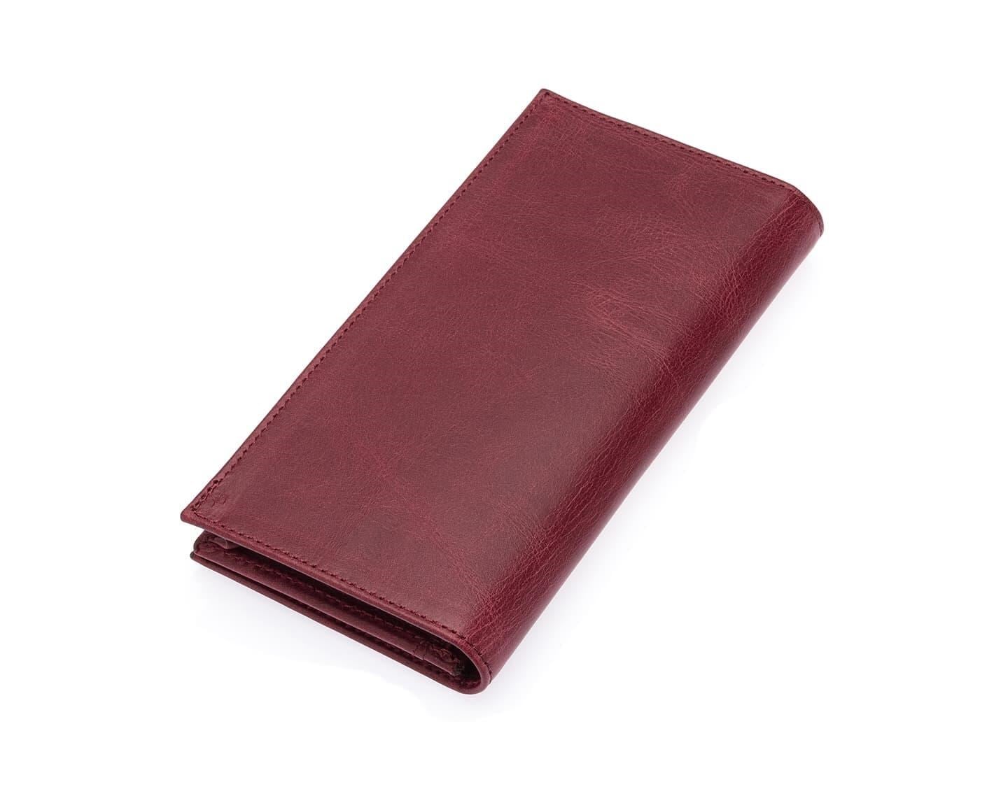NL977C-BORDOWestpolo Salvia Bol Kart Kapasiteli Hakiki Eskitme Deri Telefon Bölmeli Uzun Unisex Vintage Cüzdan - Bordo