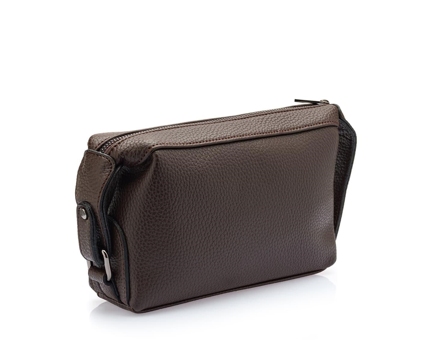Westpolo Suya Dayanıklı Deri Unisex El Portföyü, clutch çanta - Kahverengi