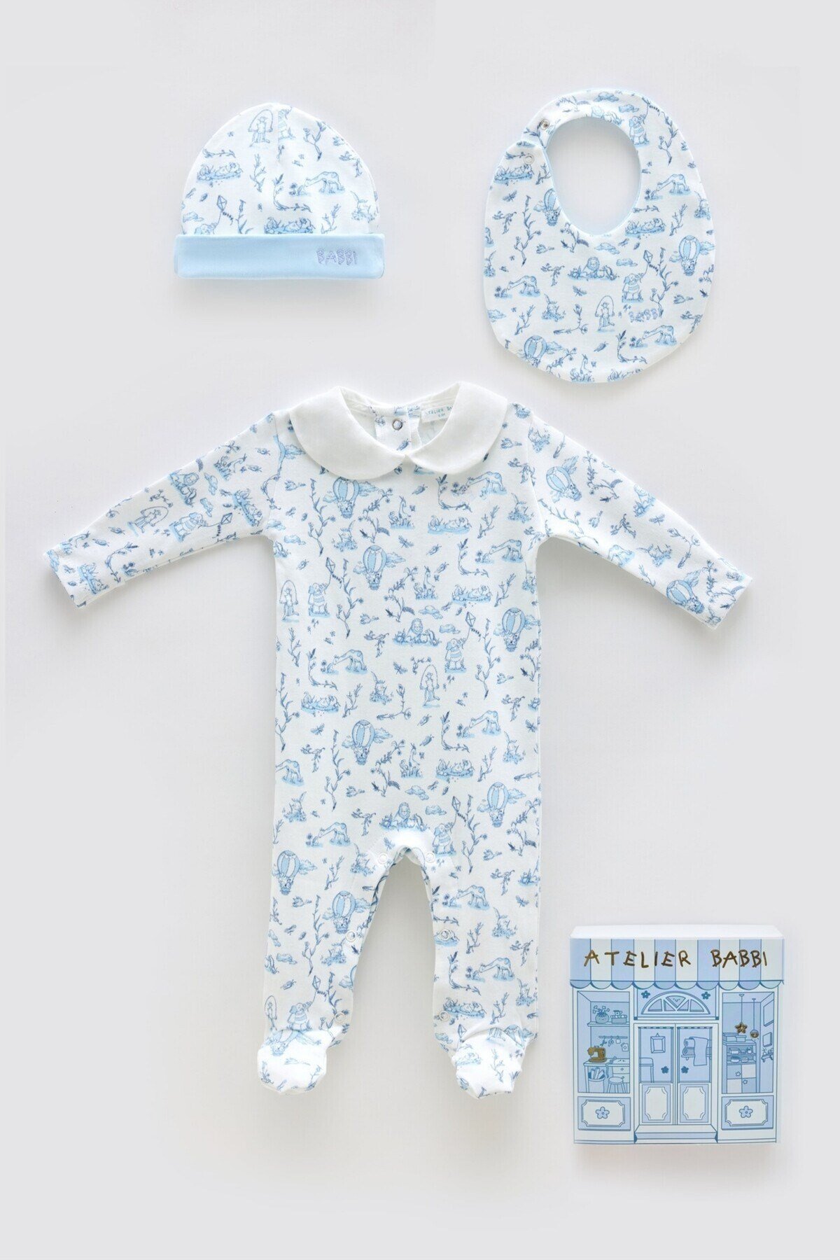 3'lü Yenidoğan Seti - Toile De Jouy / Mavi