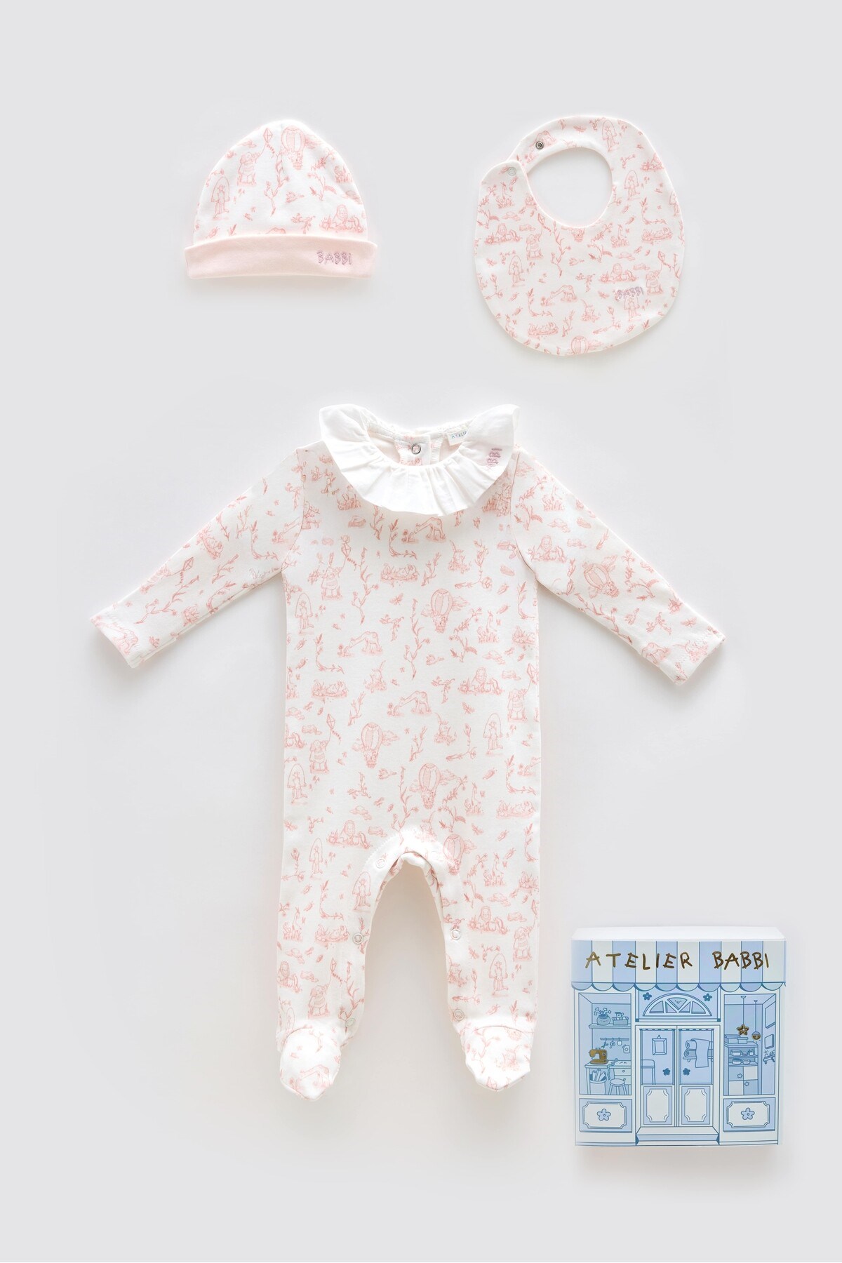 3'Lü Yenidoğan Seti - Toile De Jouy / Pembe