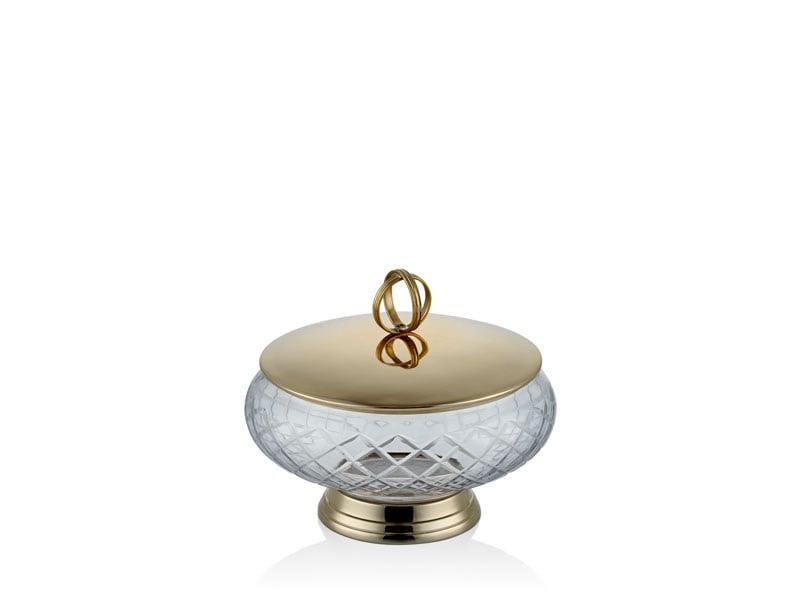 AYAKLI KAPAKLI GOLD SEKERLIK 19,5X17 CM