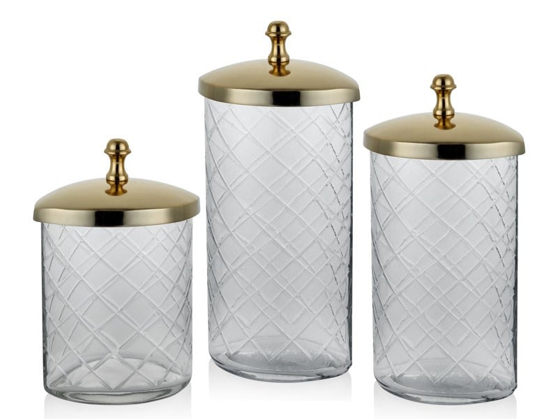 DC OVAL 3LU KAVANOZ SETI GOLD 11X8X19 11X8X15,5 11X8X13 CM