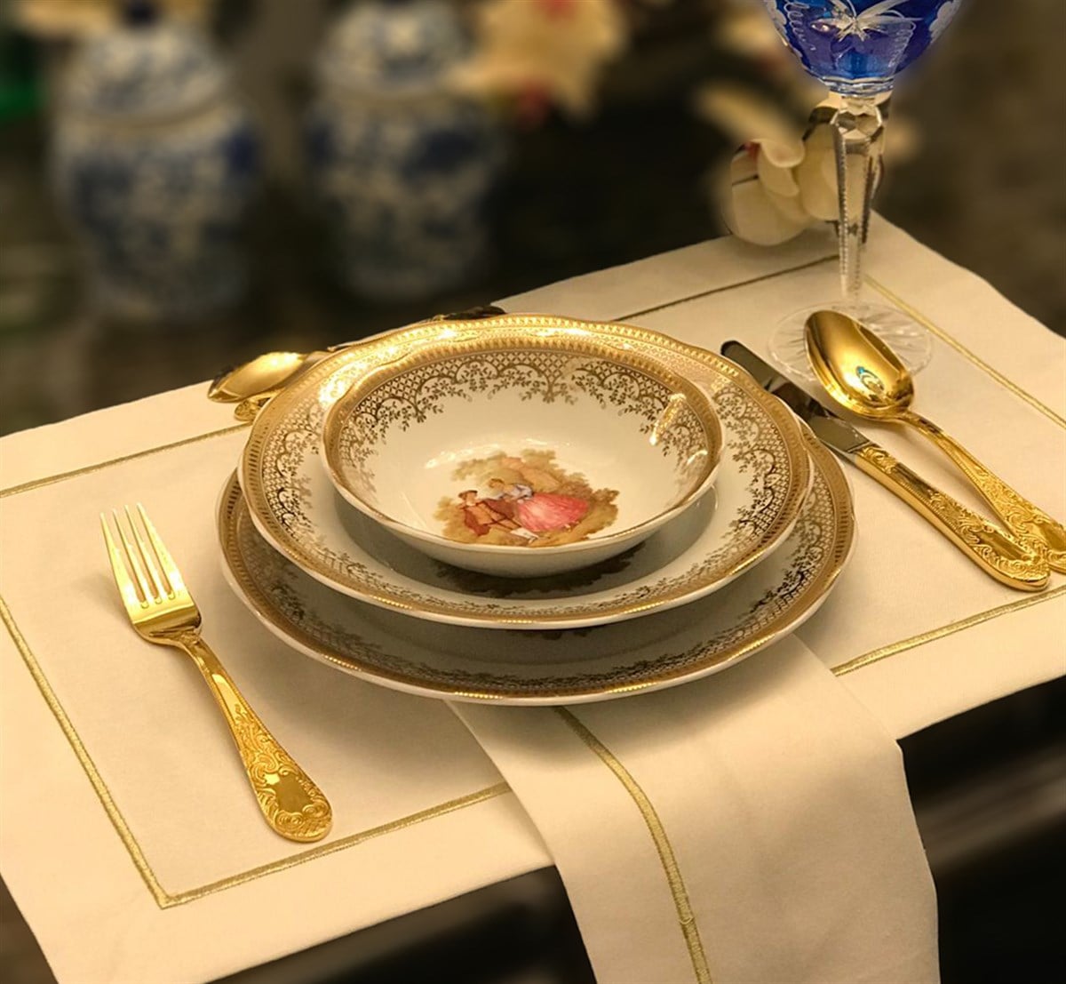 Gold Desenli 24 Parça Yemek Takımı