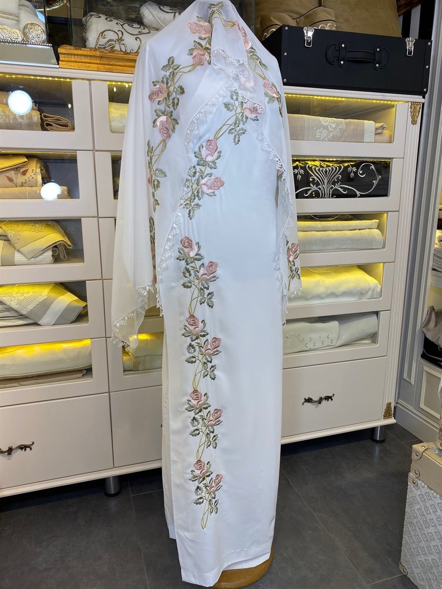 Goncagül Model Nakışlı Namaz Elbise ve Örtüsü
