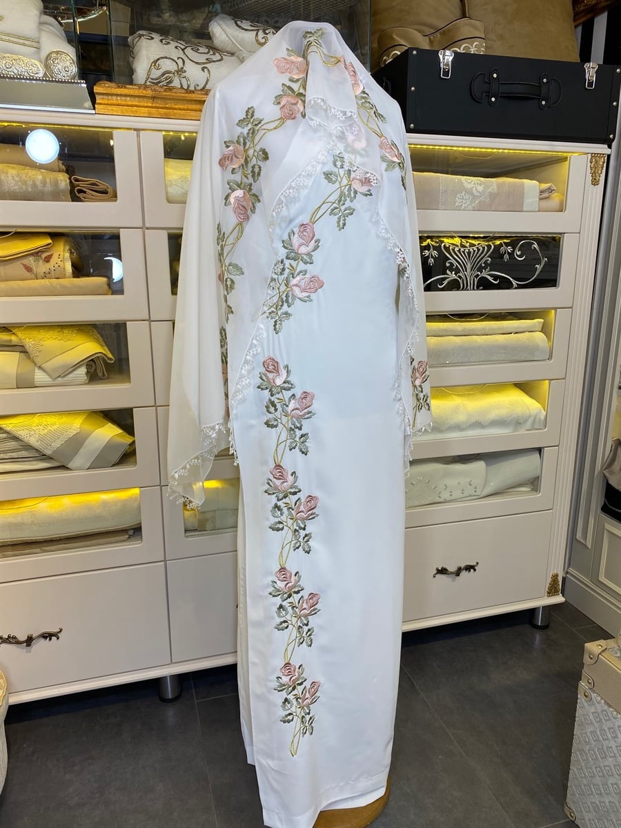 Goncagül Model Nakışlı Namaz Elbise ve Örtüsü