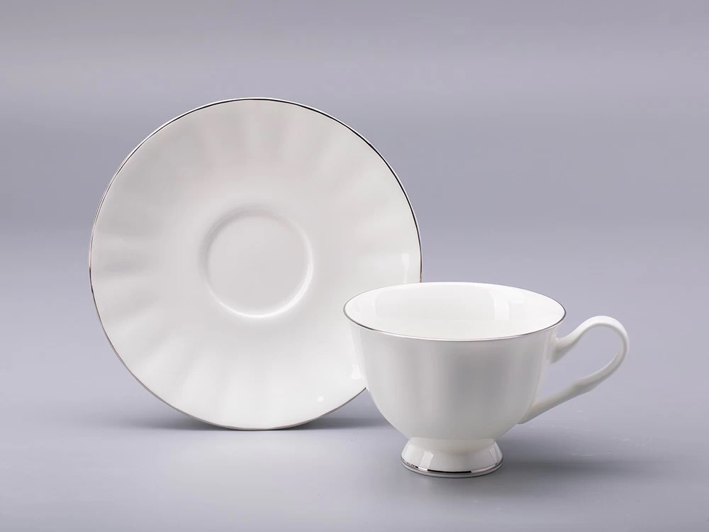 IMPERIAL ÇAY FİNCANI VE FİNCAN TABAĞI. NEGA. PLATİN ŞERİT 220 ML