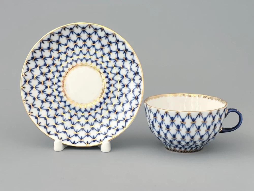 IMPERIAL ÇAY FİNCANI VE TABAĞI LALE KOBALT AĞ