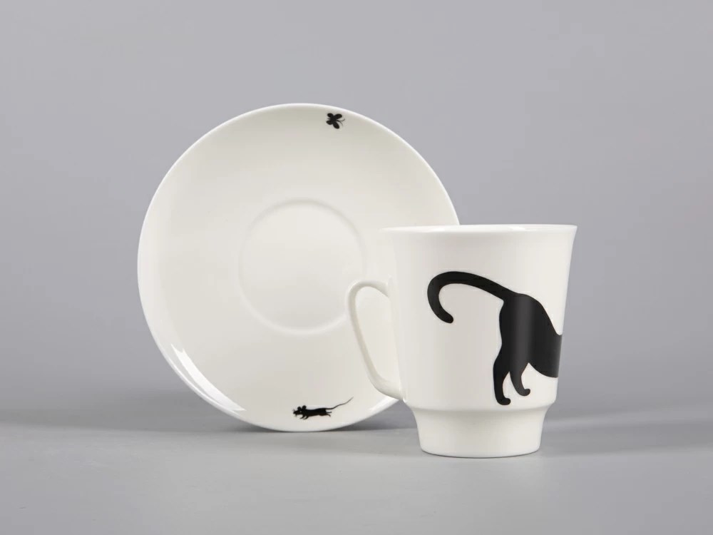 IMPERIAL COFFEE CUP AND SAUCER. MAYSKAYA.CAT AND MOUSE 165 ML
