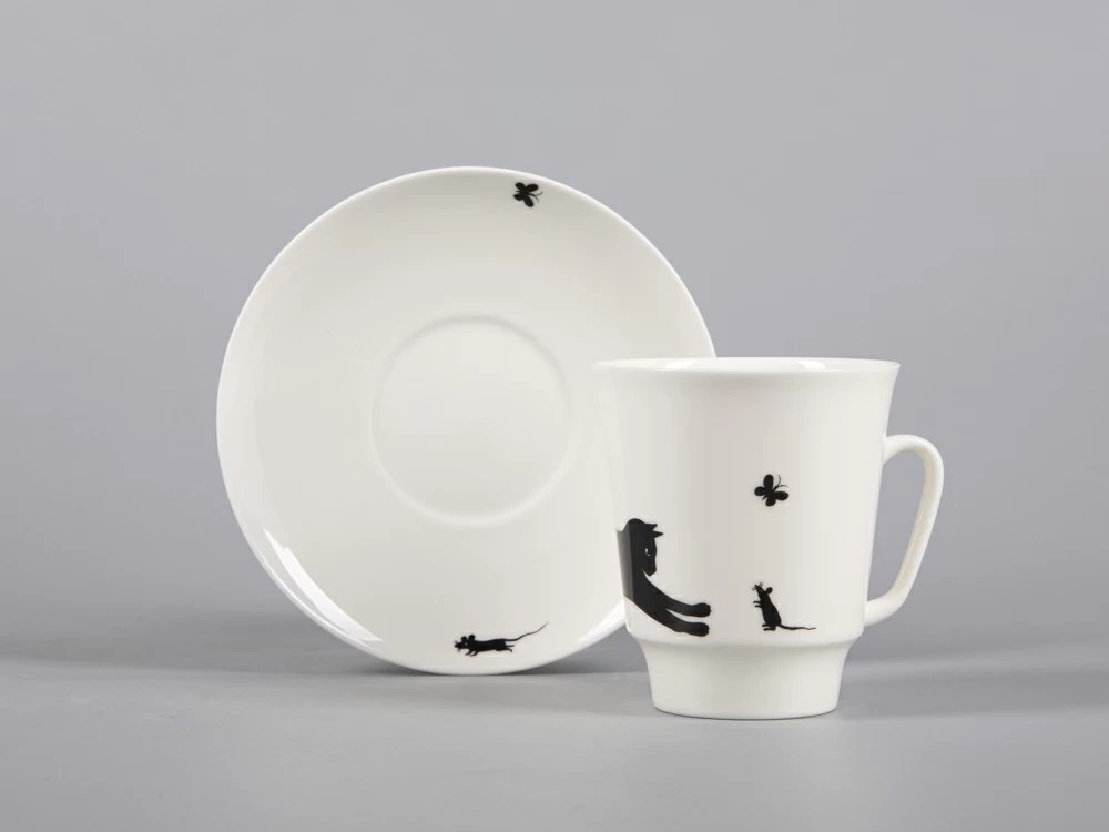IMPERIAL COFFEE CUP AND SAUCER. MAYSKAYA.CAT AND MOUSE 165 ML