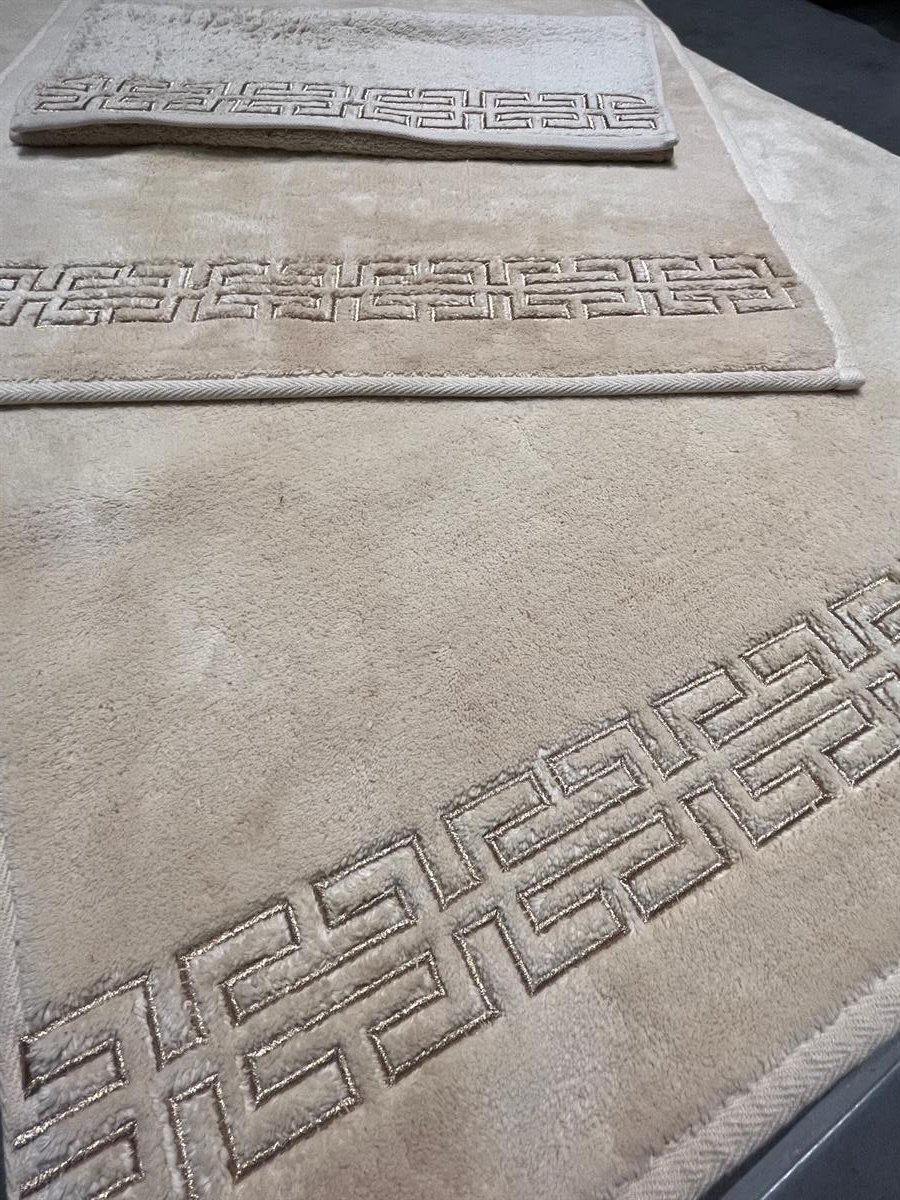 Kapiçino Versace Bronz Nakışlı Dikdörtgen Paspas Takımı