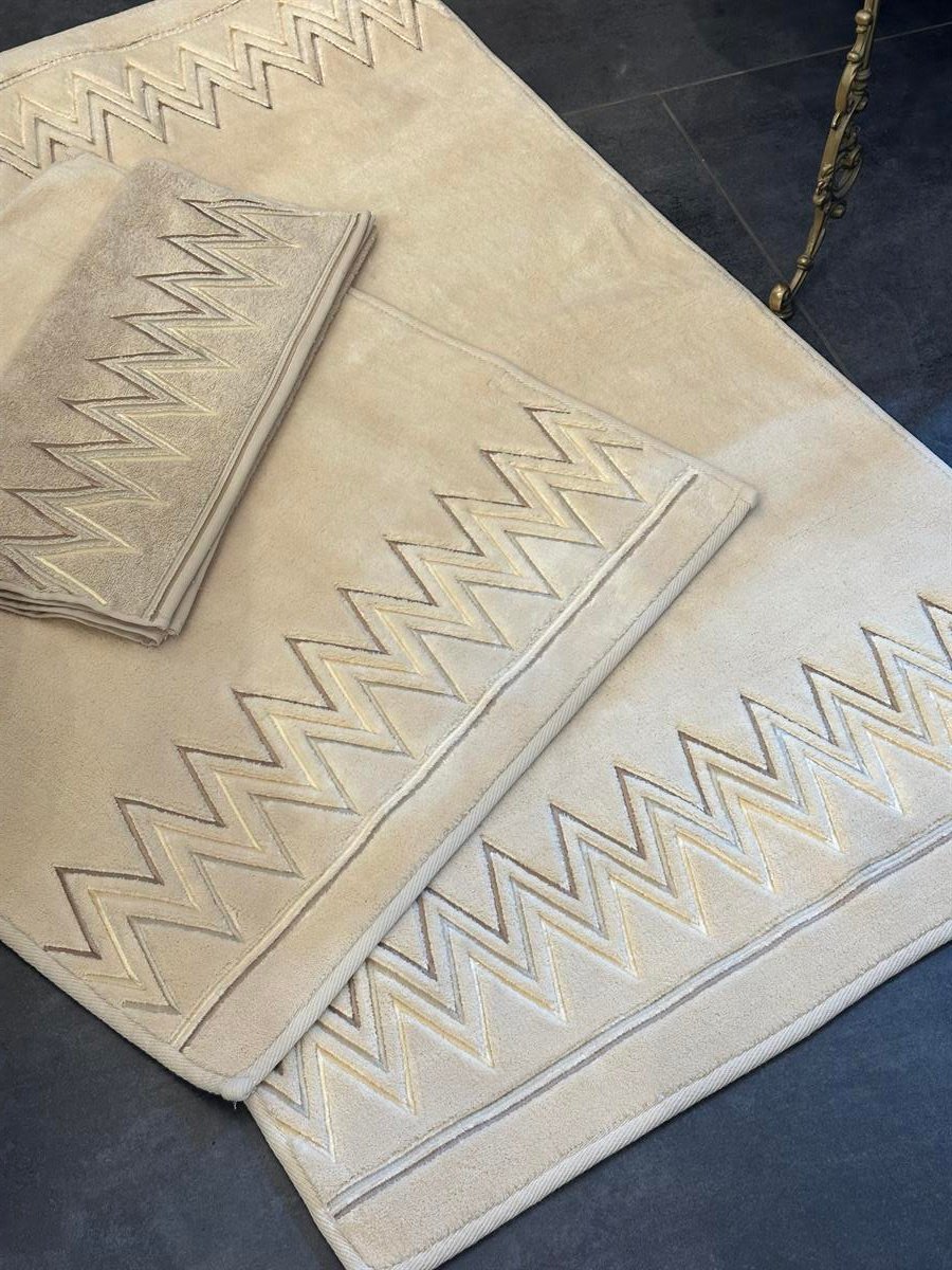 Kapiçino Zigzag Model Nakışlı Paspas Takımı