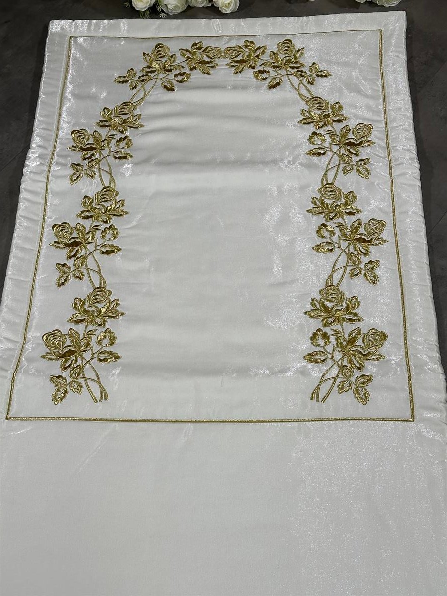 Krem Gold Goncagül Nakış Çeyizlik Tek Seccade