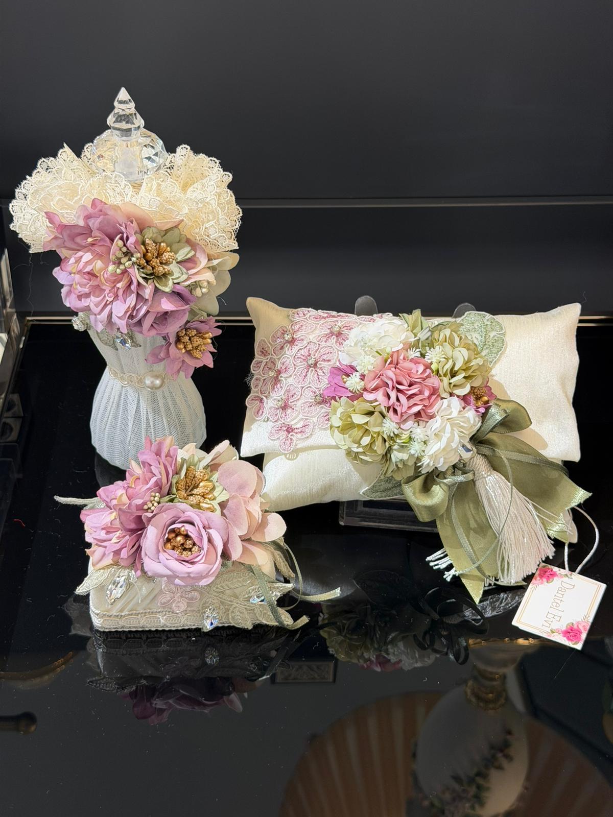 Krem Rose Çiçek Model Çeyizlik Sabun