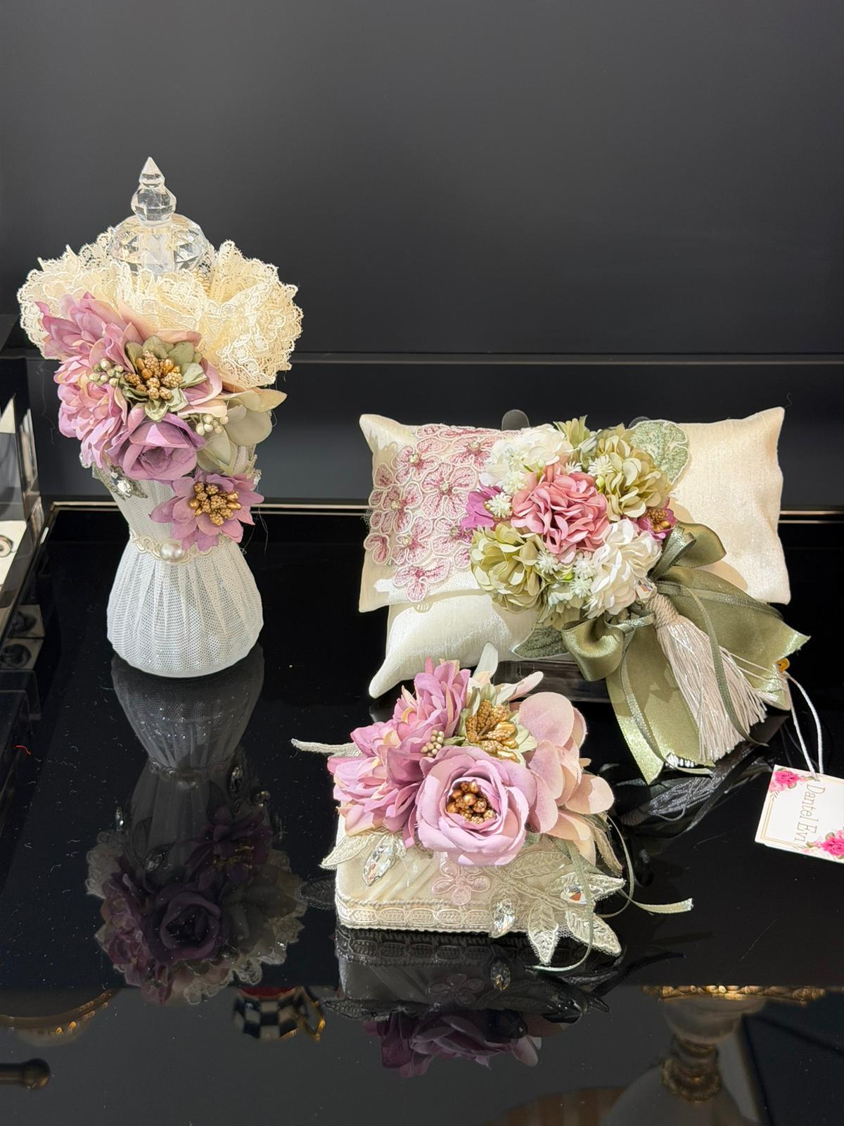 Krem Rose Çiçek Model Çeyizlik Sabun