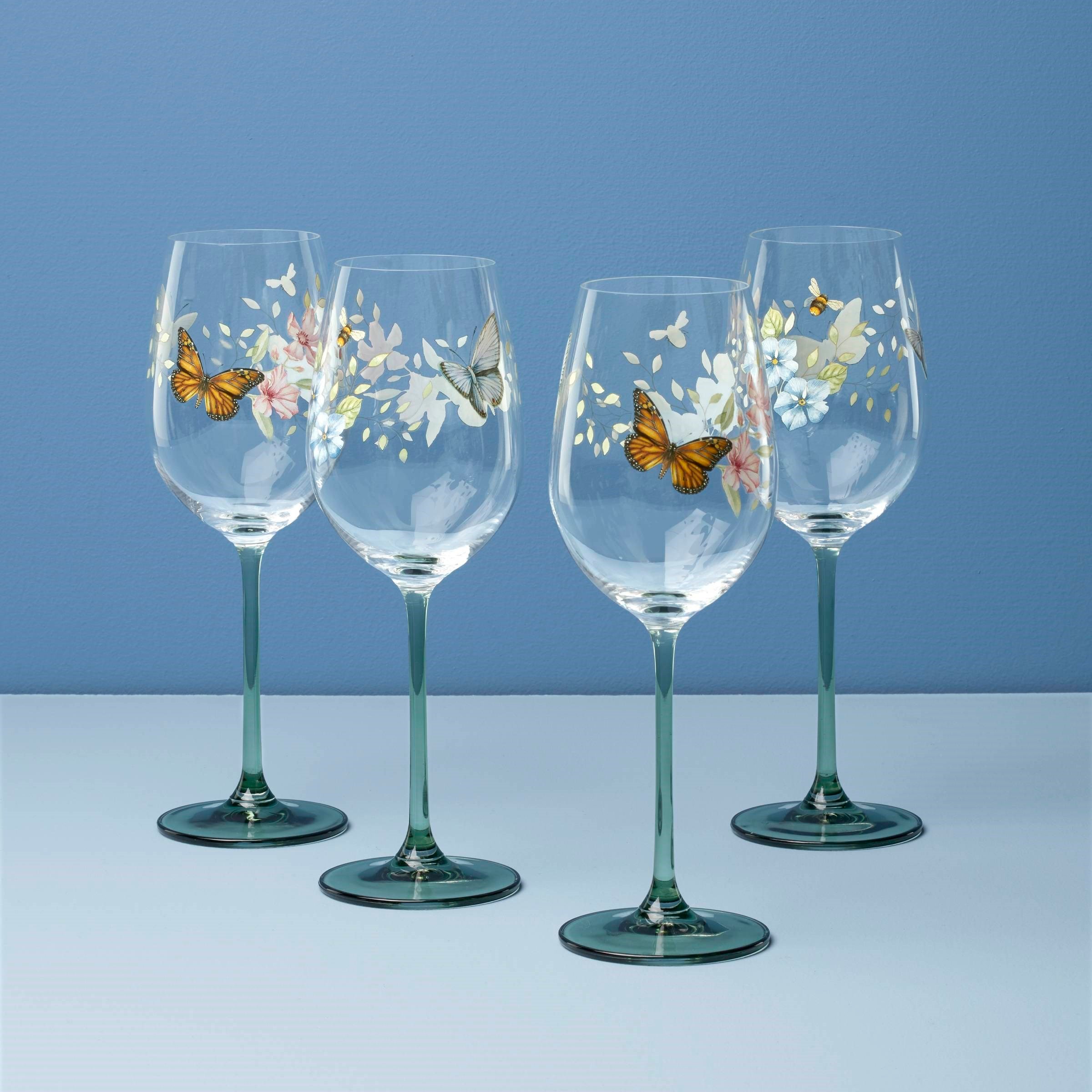 LENOX BUTTERFLY - BEYAZ SARAP KADEHI, 4'LU SET, 26 CM, 0,47 L