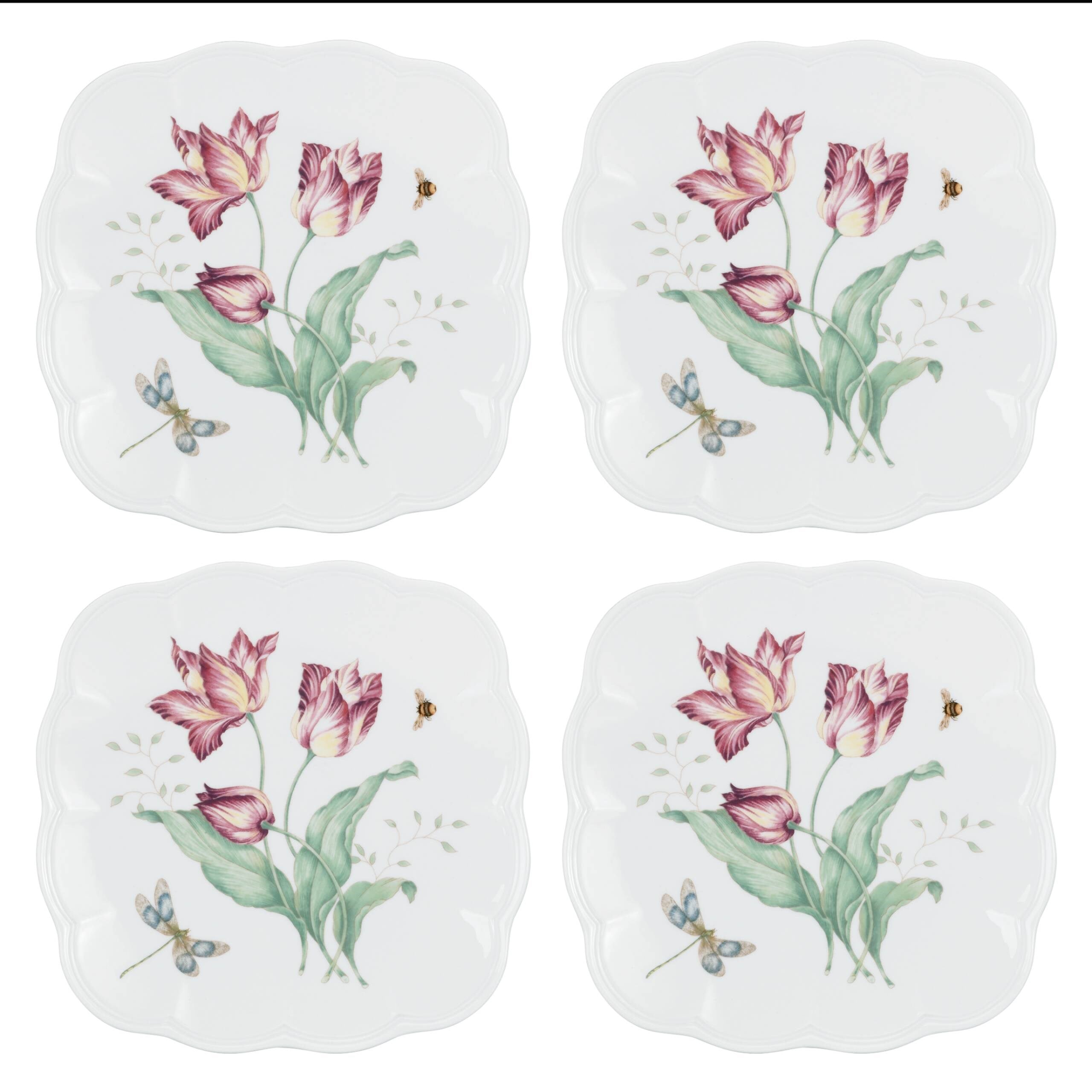 LENOX BUTTERFLY - KARE ACCENT TABAGI, 4 PARCA, 24 CM