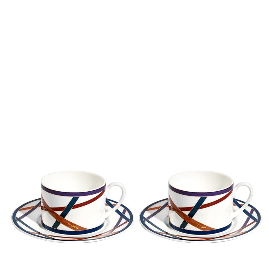 MISSONI NASTRI - 2 KISILIK KAHVE/CAY FINCAN VE TABAGI SETI, 0,22 L, 4 PARCA