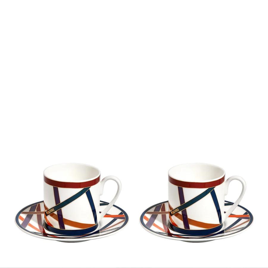 MISSONI NASTRI - 2 KISILIK TURK KAHVESI FINCAN VE TABAGI SETI, 0,12 L, 4 PARCA