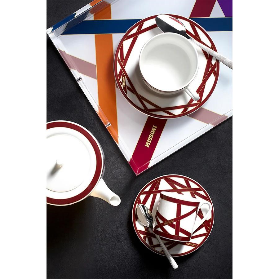 MISSONI NASTRI BORDO- 2 KISILIK , KAHVE/CAY FINCAN VE TABAGI SETI, 2 L, 4 PARCA