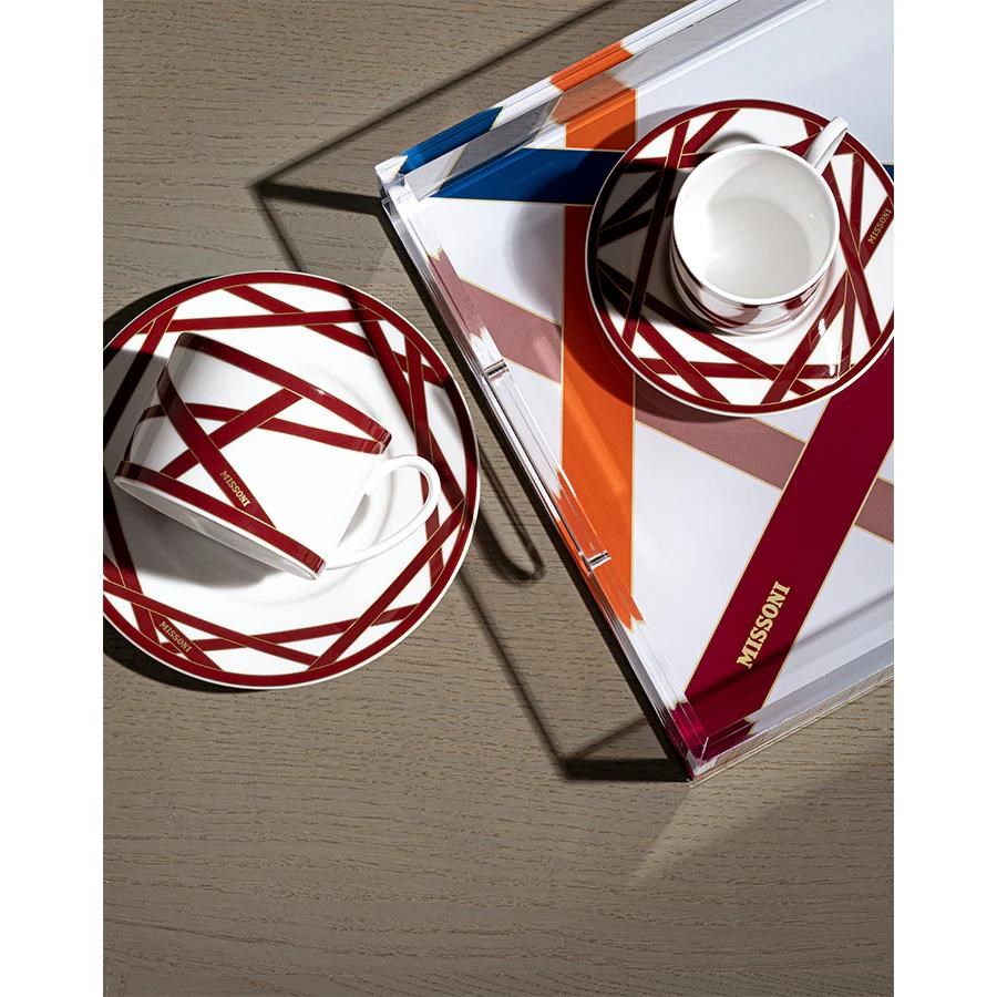 MISSONI NASTRI BORDO- 2 KISILIK , KAHVE/CAY FINCAN VE TABAGI SETI, 2 L, 4 PARCA