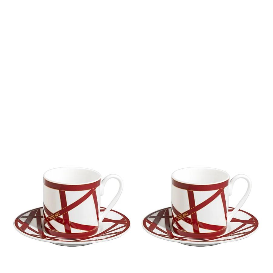 MISSONI NASTRI BORDO- 2 KISILIK , TURK KAHVESI FINCAN VE TABAGI SETI, 12 L, 4 PARCA