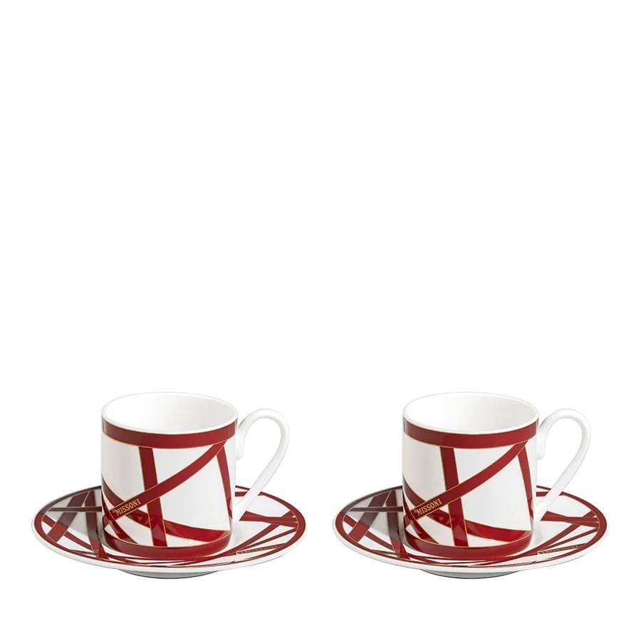 MISSONI NASTRI BORDO- 2 KISILIK , TURK KAHVESI FINCAN VE TABAGI SETI, 12 L, 4 PARCA