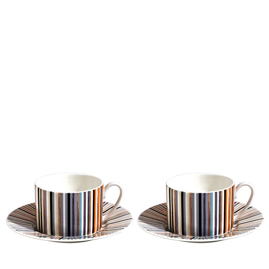 MISSONI STRIPES JENKINS 148 - KAHVE-BEJ, 2 KISILIK KAHVE/CAY FINCAN VE TABAGI SETI, 0,20 L, 4 PARCA