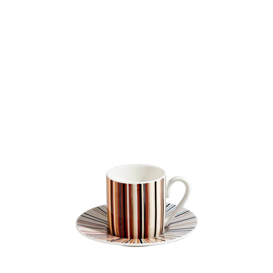 MISSONI STRIPES JENKINS 148 - KAHVE-BEJ, 2 KISILIK TURK KAHVESI FINCAN VE TABAGI SETI, 0,10 L, 4 PAR